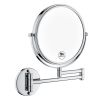 8 Inch LED Wall Mount Two-Sided Magnifying Makeup Vanity Mirror, 12 Inch Extension Chrome Finish, 1X/3X Magnification, 360 Degree Rotation