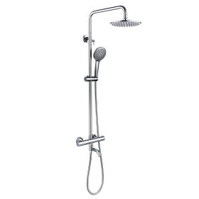 Shower Faucet Set 8" Round Shower Head 3 Function Thermostatic Rainfall Shower Faucet Set Handheld Sprayer with Constant Temperature Polished Chrome w