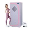 Full Size Portable Grey Steam Sauna tentâ€“Personal Home Spa, with Steam Generator, Remote Control, Foldable Chair