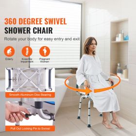 Swivel Shower Chair 360 Degree, Adjustable Shower Seat with Armrests and Backrest for Inside Shower or Bathtub