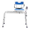 Sliding Tub Transfer Bench with 360 Degree Swivel Seat, Height Adjustable Bathtub Transfer Bench with Armrest & Safety Belt