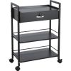 Beauty Salon Trolley Cart, 3-Tier Hair Salon Stations Cabinet for Stylist with Lockable Drawer