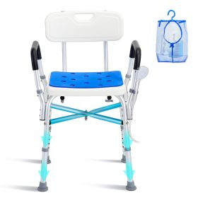 Shower Chair Seat, 400 lbs Capacity, Shower Stool with Crossing Bar, Padded Armrests and Back, Shower Chair for Inside Shower Bathtub