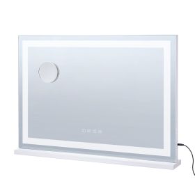 Large Vanity Mirror with Lights and Bluetooth Speaker, Three Color Lighting Modes, Lighted Makeup LED Mirror,5X Magnification,USB,Smart Touch Control