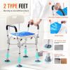 Shower Chair Seat with Padded Arms and Back, Shower Stool with Reinforced CrossBar, Adjustable Height Bench Bath Chair for Elderly Disabled