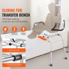 Sliding Tub Transfer Bench, Height Adjustable Bathtub Transfer Bench with Cut-Out Seat, Reversible Backrest & Safety Belt