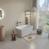 49'' Acrylic Freestanding Soaking Bathtub, Square-shape Japanese Soaking Hot Tub, Sit-In Design with Chrome Overflow and Drain for Express Delivery
