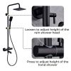 Shower Faucet Set 8" Square Shower Head 3 Function Thermostatic Rainfall Shower Faucet Set Handheld Sprayer Tub Spout with Constant Temperature Matte