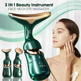 3 In 1 Facial Lifting Device Neck Facial Eye Massage Face Slimmer EMS Beauty Skin Tightening Wrinkle Anti Aging Face Massager (Color: Black)