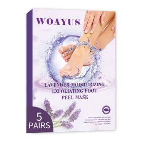 Foot exfoliating mask; suitable for dead skin and calluses; gentle foot care foot mask 5 pieces-lave (Default: Default)