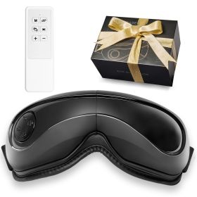 Eye Massager with Heat & Remote, Heated Eye Massage Mask with 5 Modes and Bluetooth Music, 180Â° Foldable Eye Care Massager for Eye Strain, Dry Eyes (Control Type: Remote Control, Color: Black)