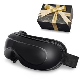 Eye Massager with Heat, Heated Eye Massage Mask with 5 Modes and Bluetooth Music, 180Â° Foldable Eye Care Massager for Migraines, Eye Strain (Control Type: Push-button, Color: Black)